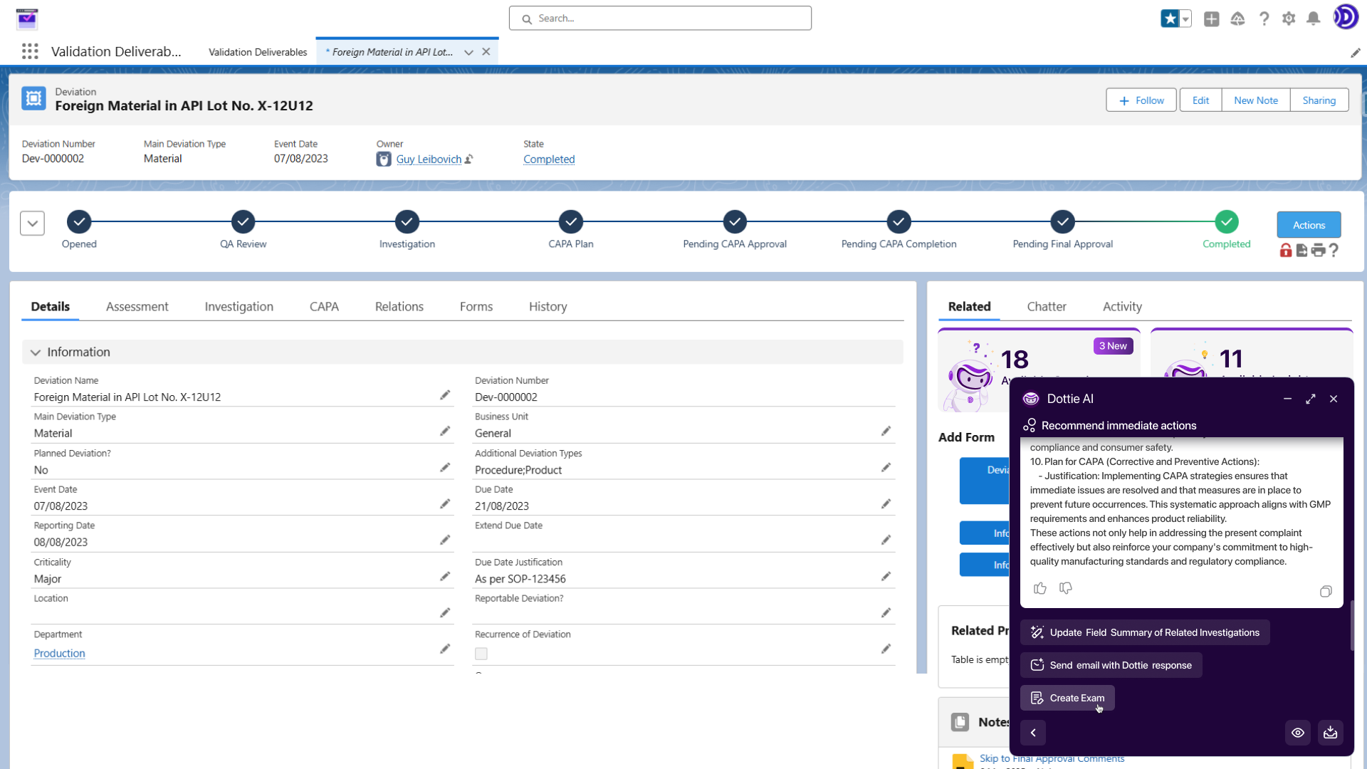 screenshot of Dot Compliance